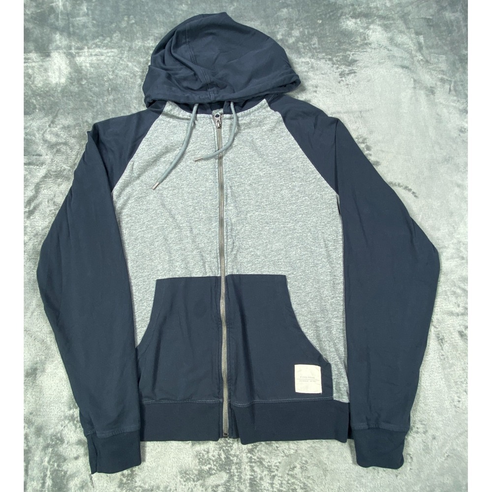 Five Four Hoodie Mens Medium Full Zip Drawstring Cotton Blend Sweatshirt Pockets